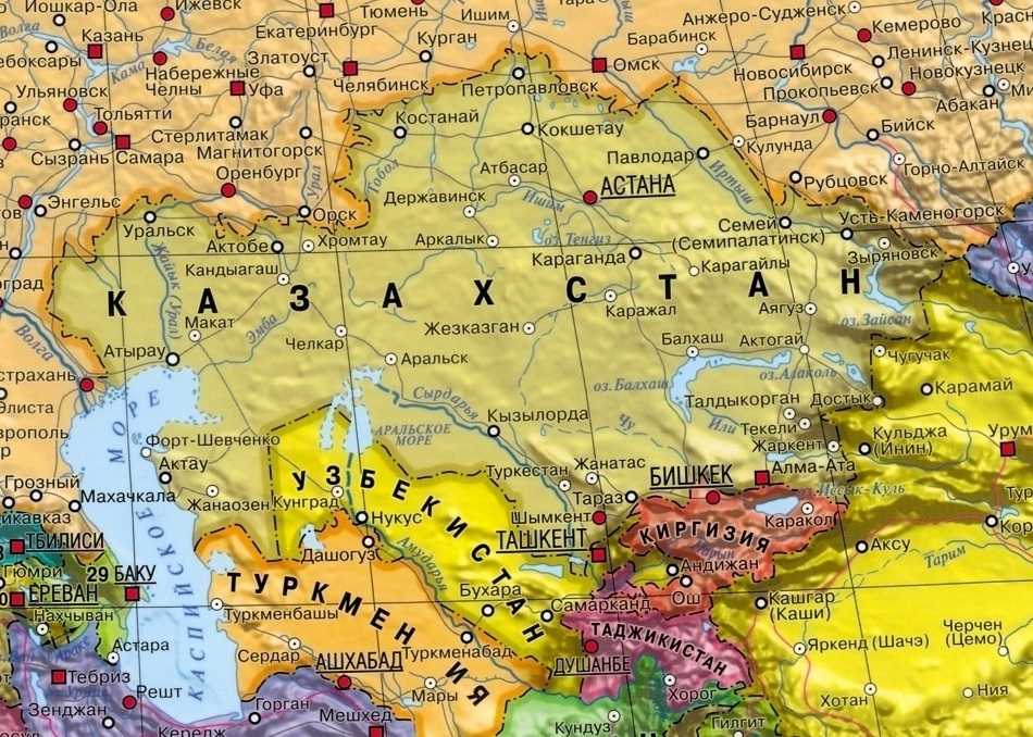 Подробная карта казахстана с городами на русском языке. карта казахстана онлайн — туристер.ру