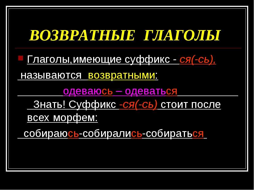 Презентация возвратные и невозвратные глаголы 6 класс