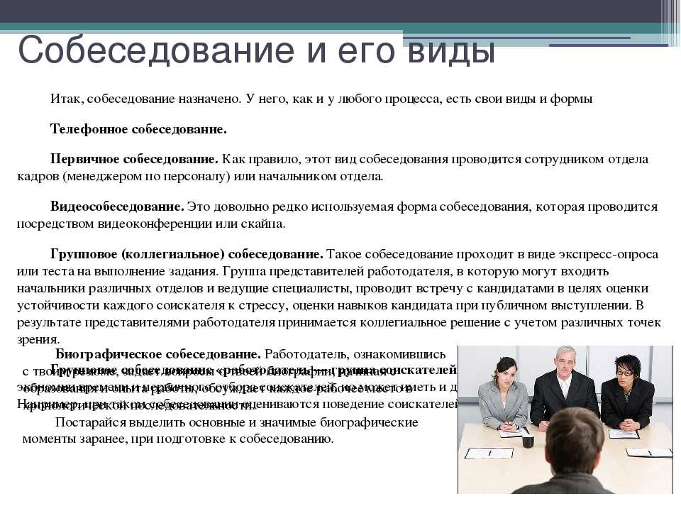 Методики проведения собеседования