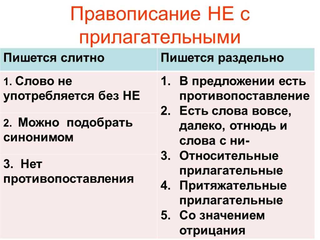 Правописание не и ни с разными частями речи: правила, таблица